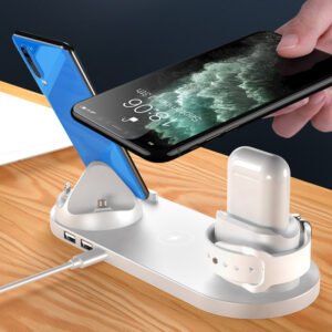 Qi-Enabled 6-in-1 Smartphones & Accessories Wireless Charging Dock Station